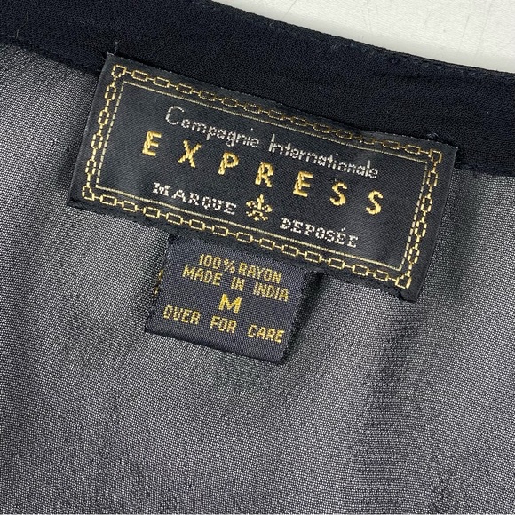 Express Vintage 1990s Black Sheer Button Up Cardigan - Picture 10 of 11